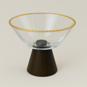 Glass Bowl With Wood Stand