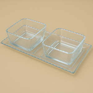 Glass Trey With 2 Glass Bowl