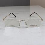 Titanium Ultra-Lightweight Rimless Eyeglasses with Gold Bridge
