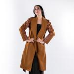 Women's Two Tone Long Coat With Belt