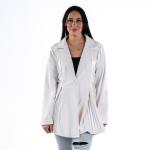 Women's Leather Jacket with a plaid cut