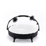 Round Porcelain Serving Tray with Handles