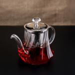 Elegant Glass Teapot with Stainless Steel Infuser & Crystal Knob