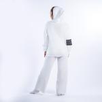 Stylish knitted suit set with black stripes
