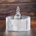 Acrylic Candy Bowl with Geometric Ribbed Design with pointed finial handle