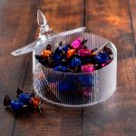 Acrylic Candy Bowl with Geometric Ribbed Design with pointed finial handle