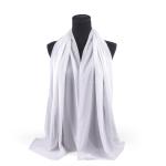 Cotton and Polyester Scarf with Fine Stitch Edges - White