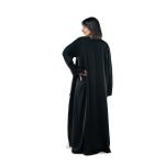 عباية مفتوحة منسوجة بياقة وجيوب منقوشة