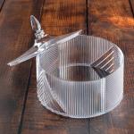 Acrylic Candy Bowl with Geometric Ribbed Design with pointed finial handle