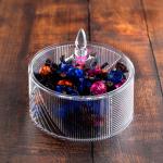 Acrylic Candy Bowl with Geometric Ribbed Design with pointed finial handle
