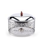Indian Laser-Cut Oval Warmer with Water and Food Bowls & Candle Holder