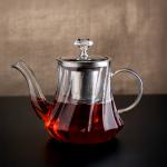 Elegant Glass Teapot with Stainless Steel Infuser & Crystal Knob
