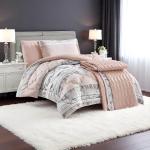 Mora Spain BlushTribe 5-Piece Comforter Set – Ethnic Stripe Print & Textured Quilt Accent (Carol)