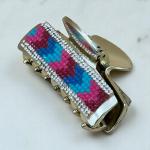 Women’s Glam Mosaic Hair Claw – Beaded Crystal Accent Grip Clip