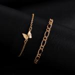Artificial Butterfly & Classic Chain Bracelet Set 5pcs