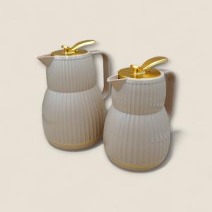 Set of 2 Premium Thermal Carafes with Gold Handle