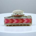 Glam Mosaic Rhinestone Women’s Hair Claw – Pink Sunset Elegance