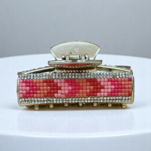 Glam Mosaic Rhinestone Women’s Hair Claw – Pink Sunset Elegance