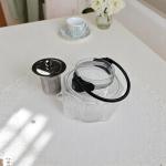 Hexagonal Glass Teapot with Stainless Steel Lid & Infuser