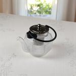 Hexagonal Glass Teapot with Stainless Steel Lid & Infuser