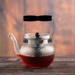 Glass Teapot with Stainless Steel Infuser - Textured Bubble Design  Large