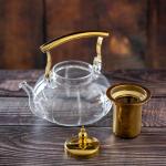 Golden Handle Glass teapot with infuser