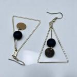 GeoChic Triangle Drop Earrings – Black & Gold Accents