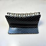 Noir Retro Dot Hair Claw with Gloss Finish & Gold-Grip Teeth