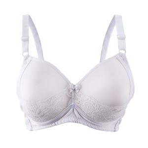 White Lace Overlay Padded Bra Underwired Cups with Satin Bow, Smooth Adjustable Straps, and Floral Lace Detail