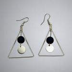 GeoChic Triangle Drop Earrings – Black & Gold Accents