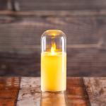 LED Glass Candle with Flickering Flame & Dome Cover