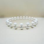 Round acrylic tray with wooden white bead rim