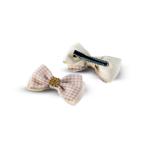 Girl's Gingham-Patterned Rhinestone Embellishments Bow Hair Clip