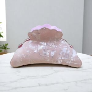 Iridescent Marble Shell Hair Claw with Sculpted Edge & Gold Grip