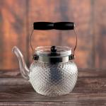 Glass Teapot with Stainless Steel Infuser - Textured Bubble Design  Medium