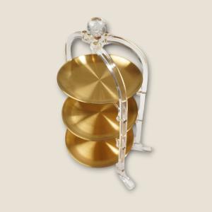 3-Tier Gold Serving Tray with Clear Acrylic Stand