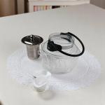 Hexagonal Glass Teapot with Stainless Steel Lid & Infuser