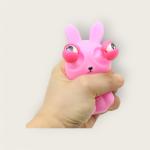 Pink Bunny Squeeze Toy with Carrot Print