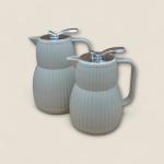 Set of 2 Ribbed Thermal Carafes with Silver Push-Top Lid