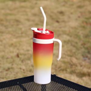 Gradient Water Cup with Handle and Straw