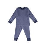 Boys Long Sleeve Thermal Pajama Set – Charcoal with Contrast Cuffs