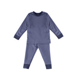 Boys Long Sleeve Thermal Pajama Set – Charcoal with Contrast Cuffs