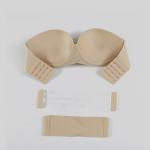VIP Diamond Lingerie Strapless Bandeau Bra – Seamless Beige Push-Up with Back Extensions