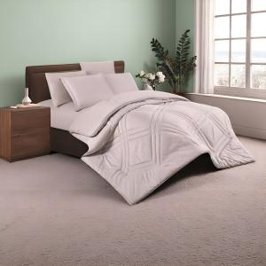 Mora Spain Serene Square 6-Piece Bedding Set – Matte Quilted Grid & Modern Tranquil Look (Star Line)