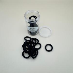 Super Elastic Black Hair Ties – Soft Fabric Bands in Clear Jar