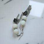 Pearl Cluster Leaf Dangle Earrings