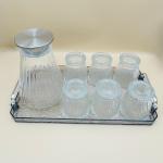 Glass Water Jug Set with 6 Glasses and Serving Tray