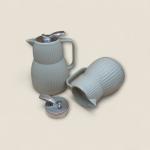 Set of 2 Ribbed Thermal Carafes with Silver Push-Top Lid