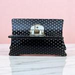Noir Retro Dot Hair Claw with Gloss Finish & Gold-Grip Teeth