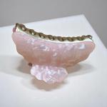 Iridescent Marble Shell Hair Claw with Sculpted Edge & Gold Grip
